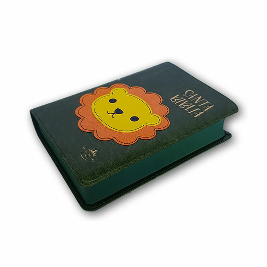 Biblia chica compacta, imitacion piel, verde con leon/ RV 1960