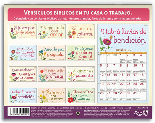 Calendario de pared Pechi 2026 – Fe y esperanza