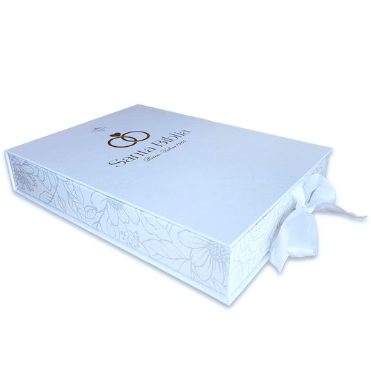 Biblia de Boda con Caja de Regalo RV1960 imit. piel blanco con acentos dorados