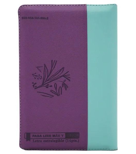 Biblia manual letra gigante RVR60 con cierre – QR Morado Verde
