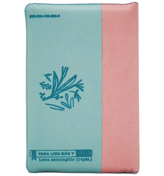 Biblia manual letra gigante RVR60 con cierre – QR Verde Rosa