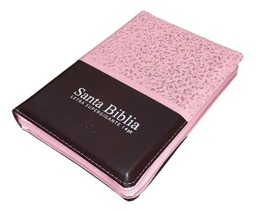 Biblia mediana letra super gigante rosa con cierre e índice / RV1960