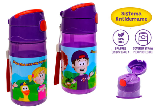 Biper y sus Amigos | Botella de Plástico para Niños ¡Dios llena de colores mi mundo!