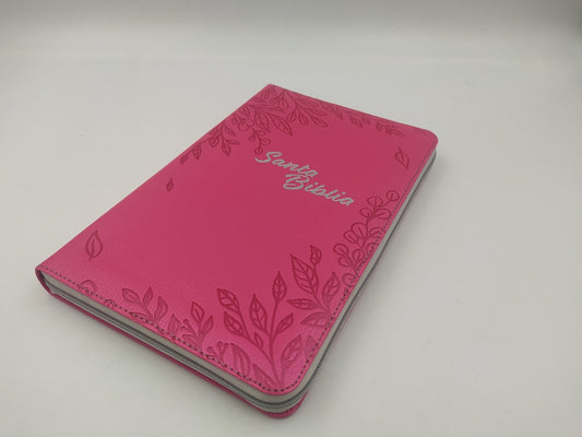 Biblia mediana NTV – Flores rosa – Zíper