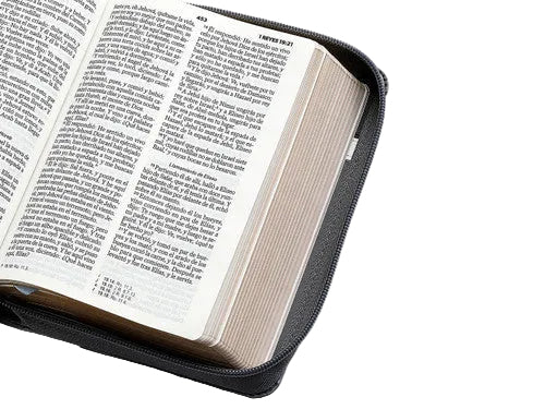 Biblia Con Cierre Compacta 10 Puntos RV1960, Imit Piel Tricolor Negro/Blanco/Gris