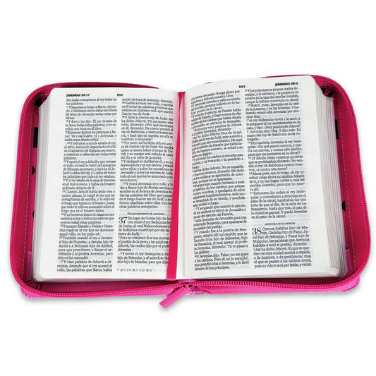 Biblia de Bolsillo con Cierre RV1960 imit piel fuscia mariquita con topos