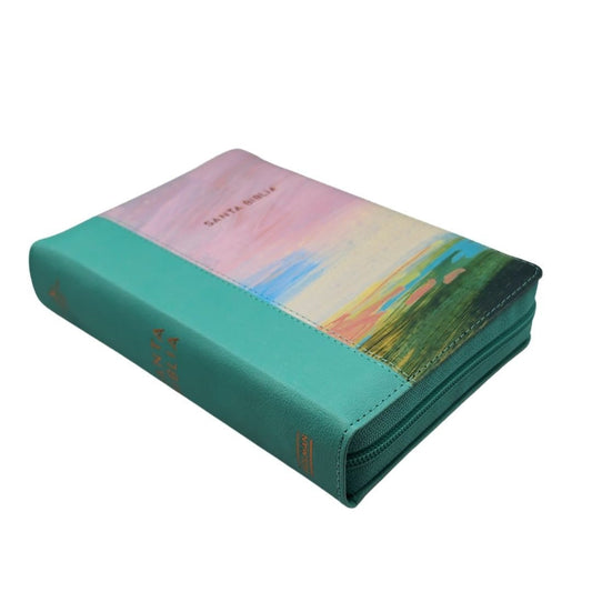 Biblia RVR1960 compacta letra grande multicolor / con cierre y índice
