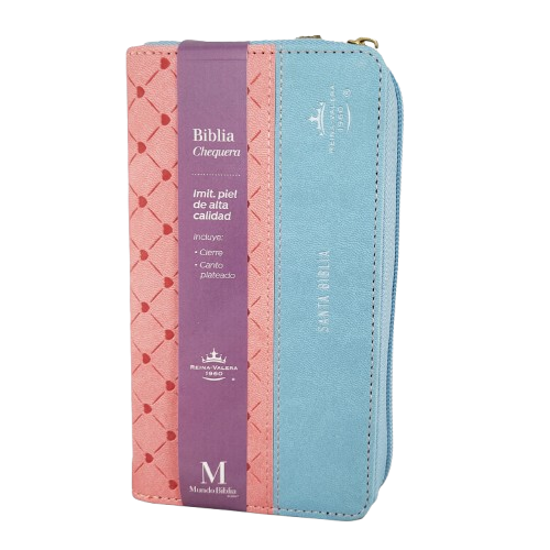 Biblia chequera RVR60 – Horizonte azul rosa – Cierre