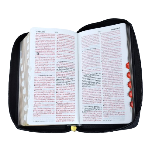 Biblia chequera RVR60 – Contempo tricolor negro – Cierre – Índice