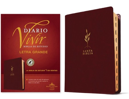 Biblia de Estudio Diario Vivir Letra grande RVR60 con indice   – Vino tinto