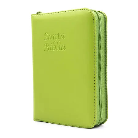 Biblia de bolsillo verde con cierre