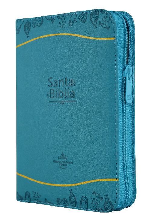 Biblia chica azul ondas amarillas cierre e índice / RV1960