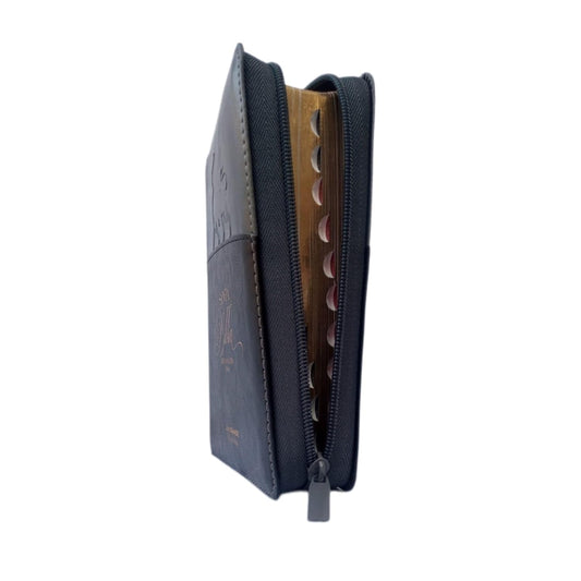 Biblia León con Cierre Compacta 11 Puntos RV1960, Imit Gris Y Negro Con Índice - El León De La Tribu De Juda/ Mundo Biblia