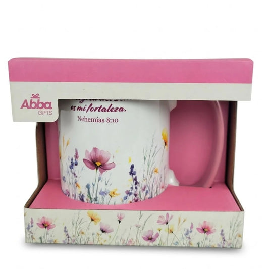 Taza de 16 onzas, Colección Confianza - “La alegría del Señor es mi fortaleza”