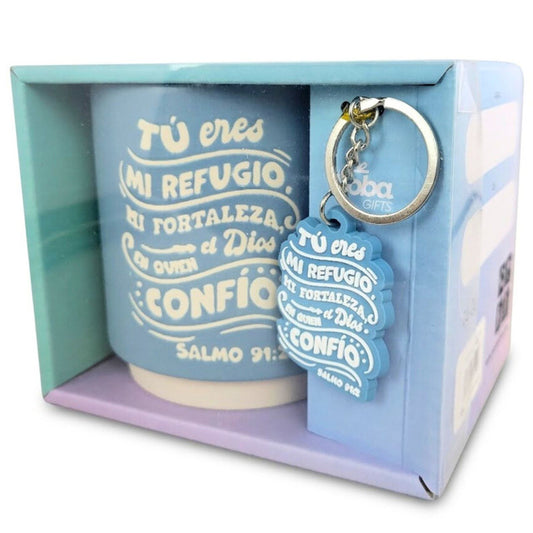 Pack Taza y Llavero, 14 Oz: Tú eres mi refugio - Salmos 91:2