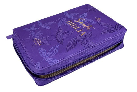 Biblia Con Cierre Compacta 10 puntos RV1960, Imit Piel Lila Primaveral