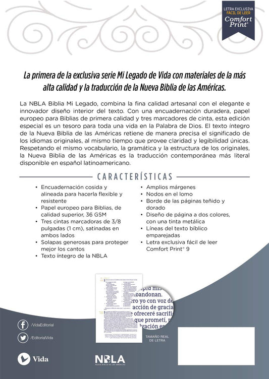 NBLA Biblia Mi Legado, Imitación piel, Gris / Editorial Vida