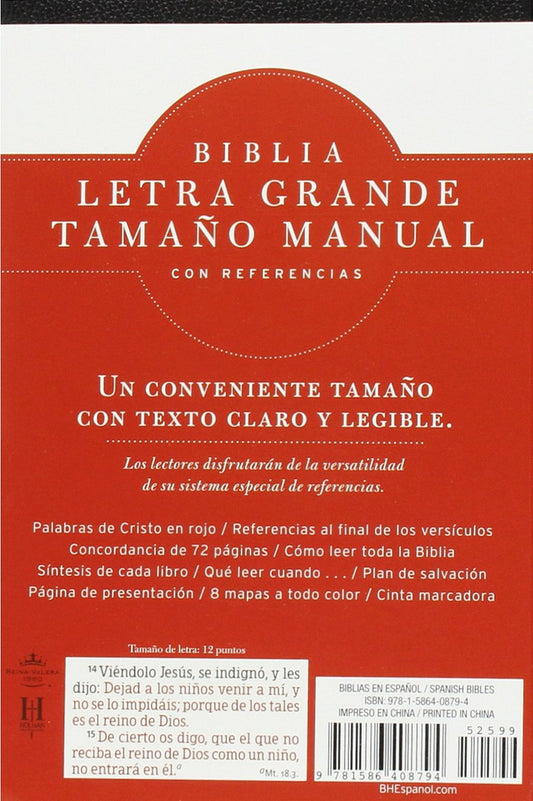 Biblia manual letra grande / Imitacion piel -Negro / Rv 1960