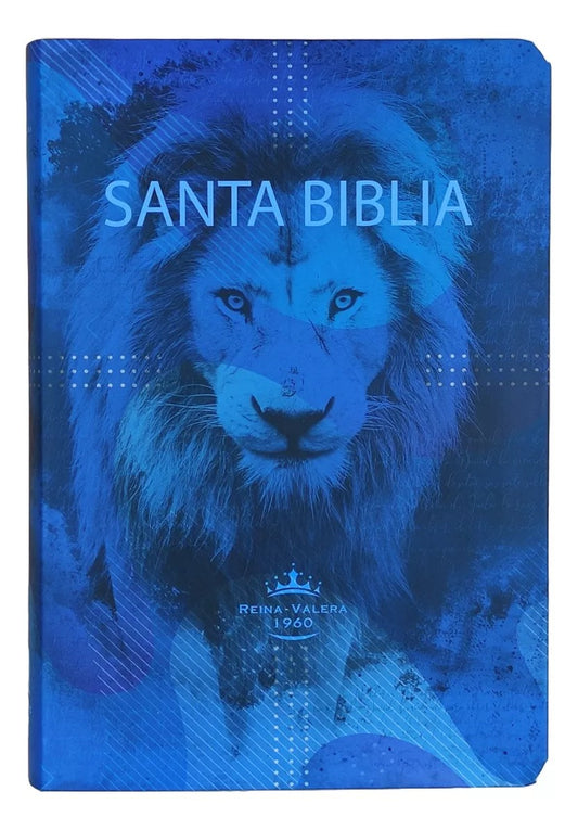 Biblia mediana letra grande RV1960 León azul