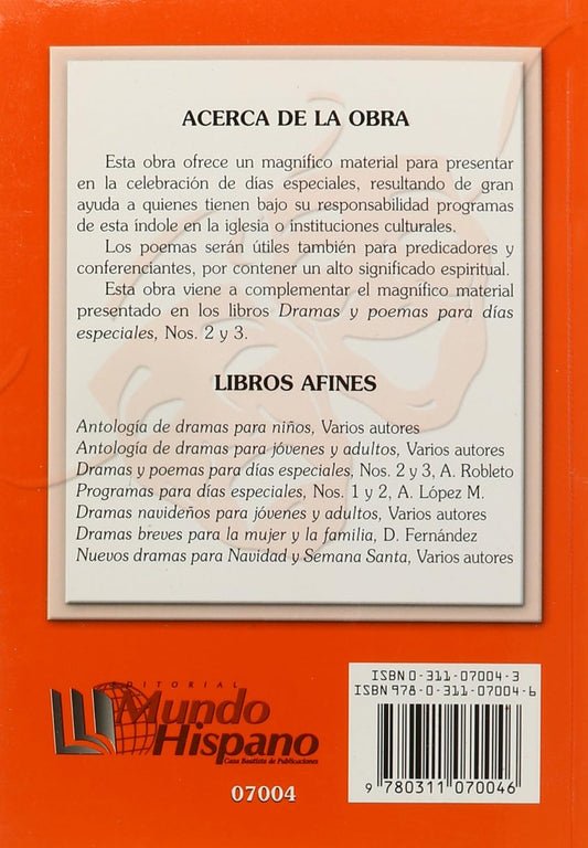Dramas Y Poemas Para Días Especiales 1/ Rodolfo Robleto/ Mundo Hispano