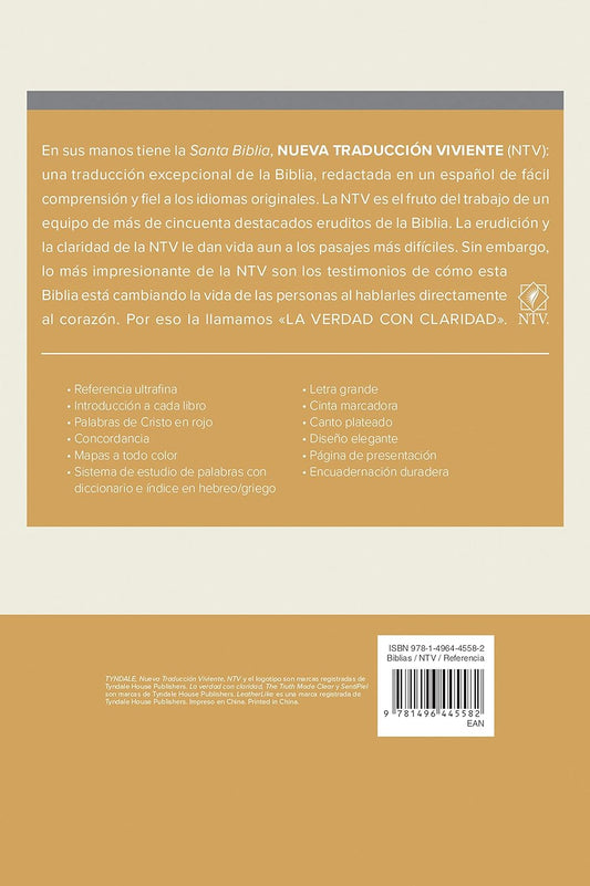 NTV Santa Biblia Edicion de referencia ultrafina-Letra Grande/ Tyndale