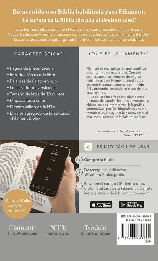 Biblia compacta NTV con Filament – Beige – Cierre – Índice