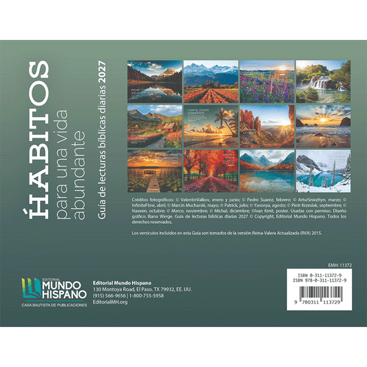 Calendario 2027. Mundo Hispano  "Hábitos para una vida abundante" (Paisajes)