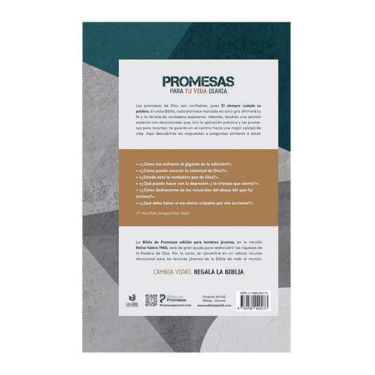 Biblia de promesas juvenil para hombres RVR60 – Tapa dura