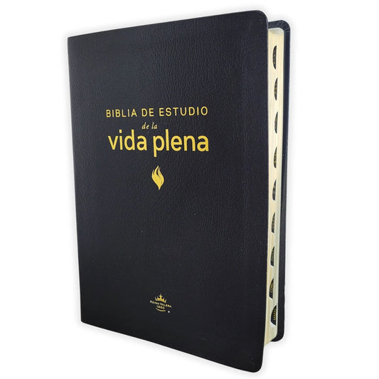 Biblia de Estudio RVR1960 Vida Plena / Piel Fabricada, Negro con índice