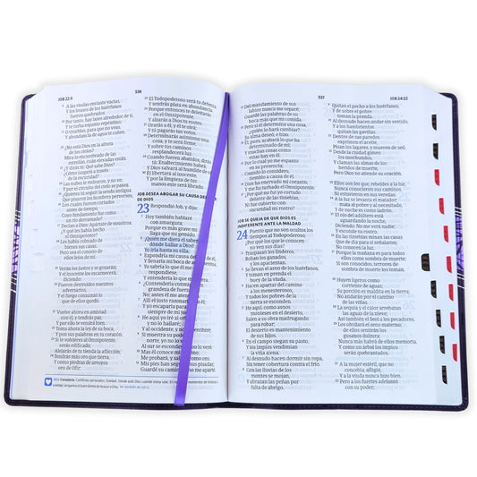 Biblia del pescador RVR60 – Mujer virtuosa floral – Imitación Piel – Índice
