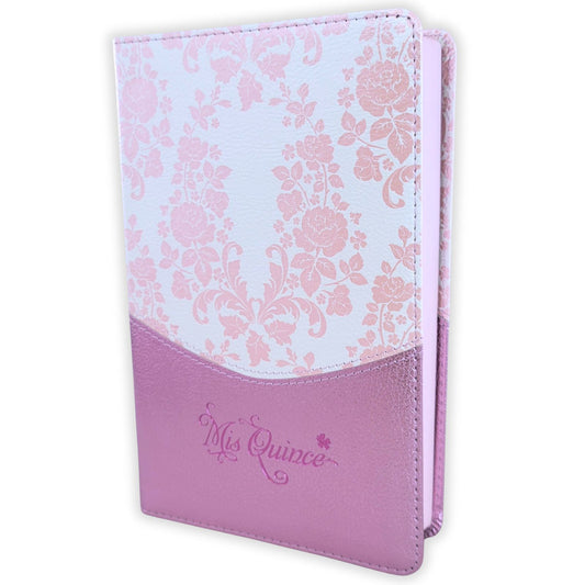Biblia Mis Quince RV1960 imitacion piel - Rosa floreado
