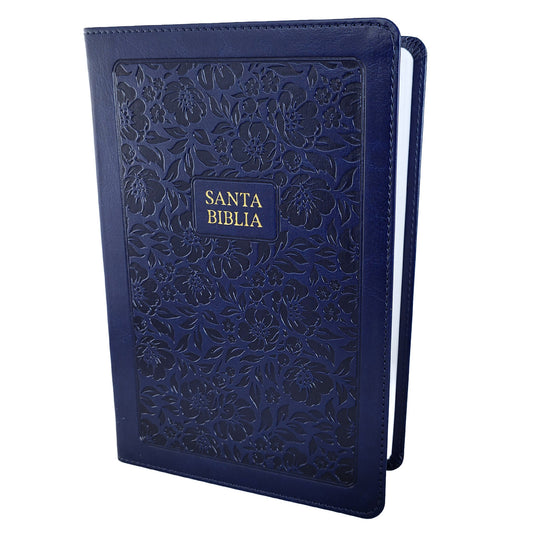 Biblia RVR 1960 letra grande tamaño manual Edicion especial - Azul marino/ Simil piel
