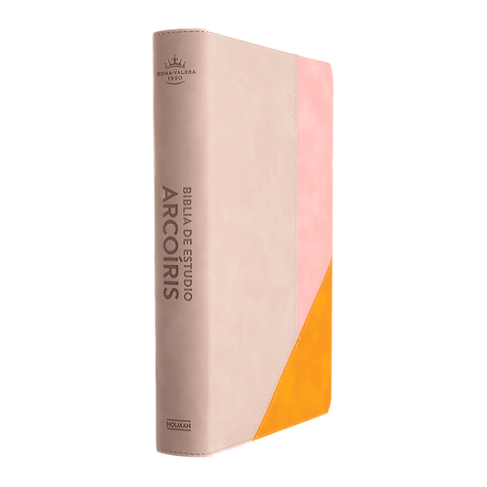 Biblia de estudio arcoíris RVR60 – Rosa cuarzo – Símil Piel – Índice
