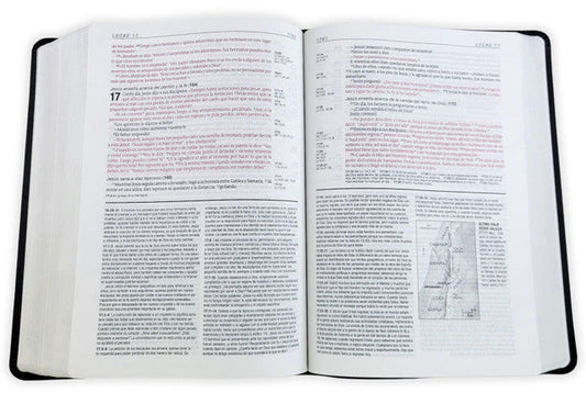 Biblia de estudio del diario vivir NTV (SentiPiel, Negro, letra en rojo)