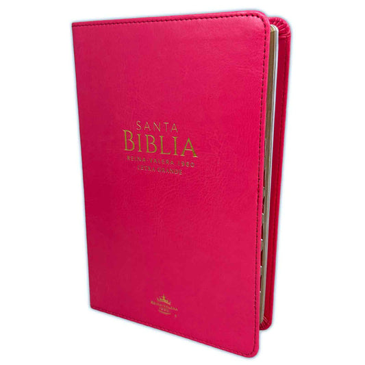 Biblia letra grande fiucsa con índice RV1960