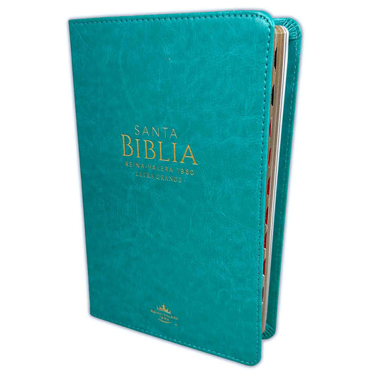 Biblia letra grande turquesa con índice RV1960