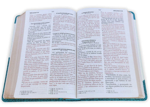 Biblia Manual Letra Grande 12 puntos RV1960, imit piel duotono turquesa floral y blanco/ Mundo Biblia