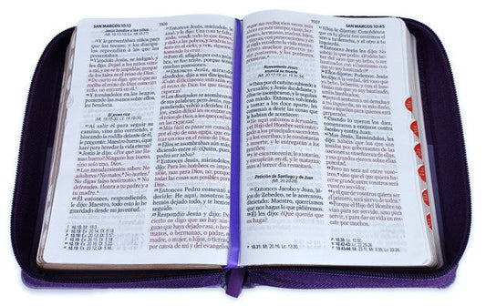 Biblia con Cierre Compacta 11 puntos RV1960, imit piel bifloral lila con índice