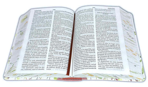 Biblia Compacta 11 Puntos RV1960, Imit Piel- Con Canto Pintado- Primaveral Marrón/ Mundo Biblia