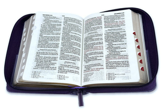 Biblia de Bolsillo con Cierre RV1960, imit piel bifloral lila con índice