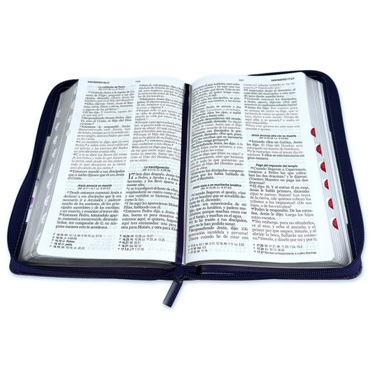 Biblia con Cierre Letra Grande 12 puntos RV1960 imit. lila y flores con índice