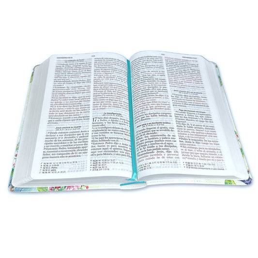 Biblia Letra Grande 12 puntos para Mujer RV1960 imit. piel floral y pájaro