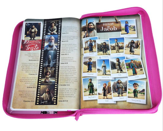 Biblia héroes RVR6, Bitono rosa – Cierre
