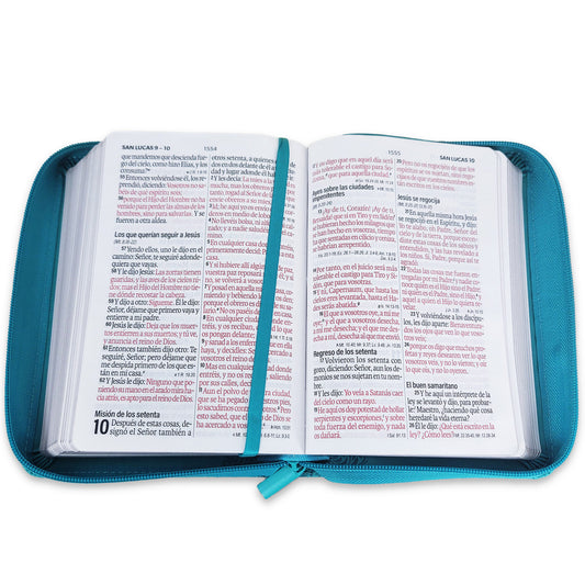 Biblia con Cierre Portátil 12 puntos, imit piel turquesa floral RV1960