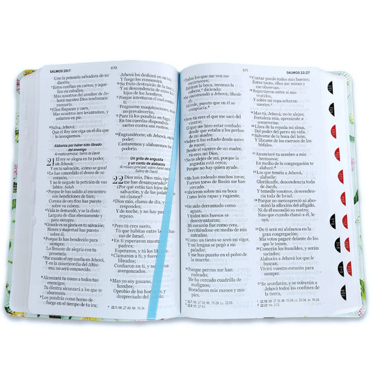 Biblia manual RVR60 / Supreme turquesa con flores _ Imitación Piel _ Índice