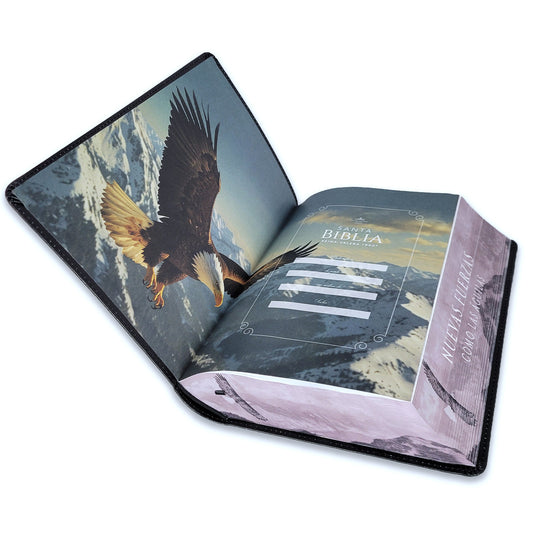Biblia de letra super gigante 19 pts Imitación piel negro águila