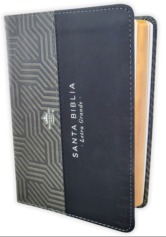 Biblia Portátil Letra Grande 12 puntos RV1960, imit piel duotono negro y gris/ Mundo Biblia
