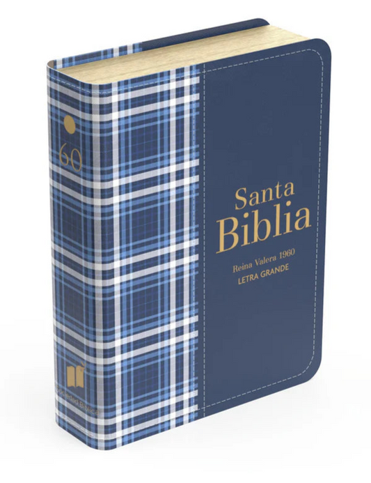 Biblia Compacta Cuadros Azul Marino RVR60 – Imitación Piel