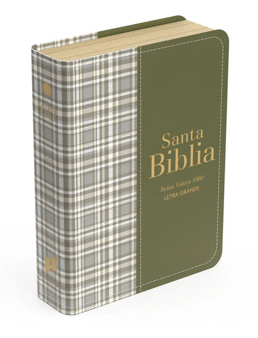 Biblia Compacta Cuadros Verde Claro RVR60 – Imitación Piel