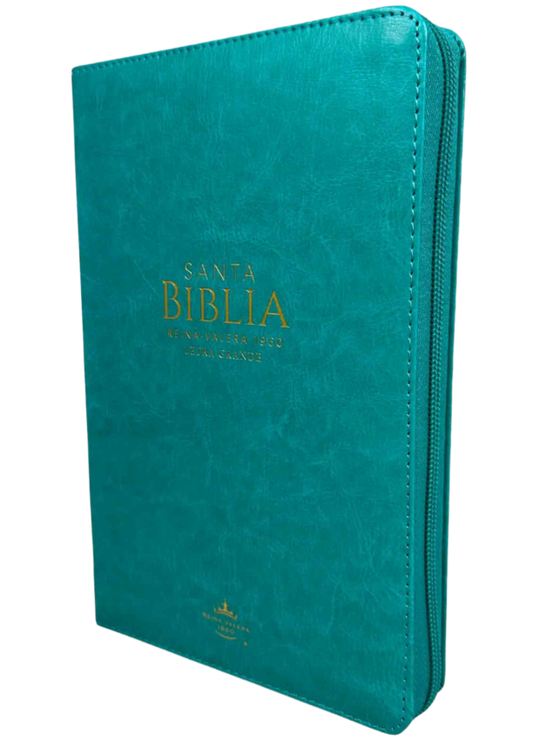 Biblia letra grande mediana / RV1960 con cierre e índice turquesa